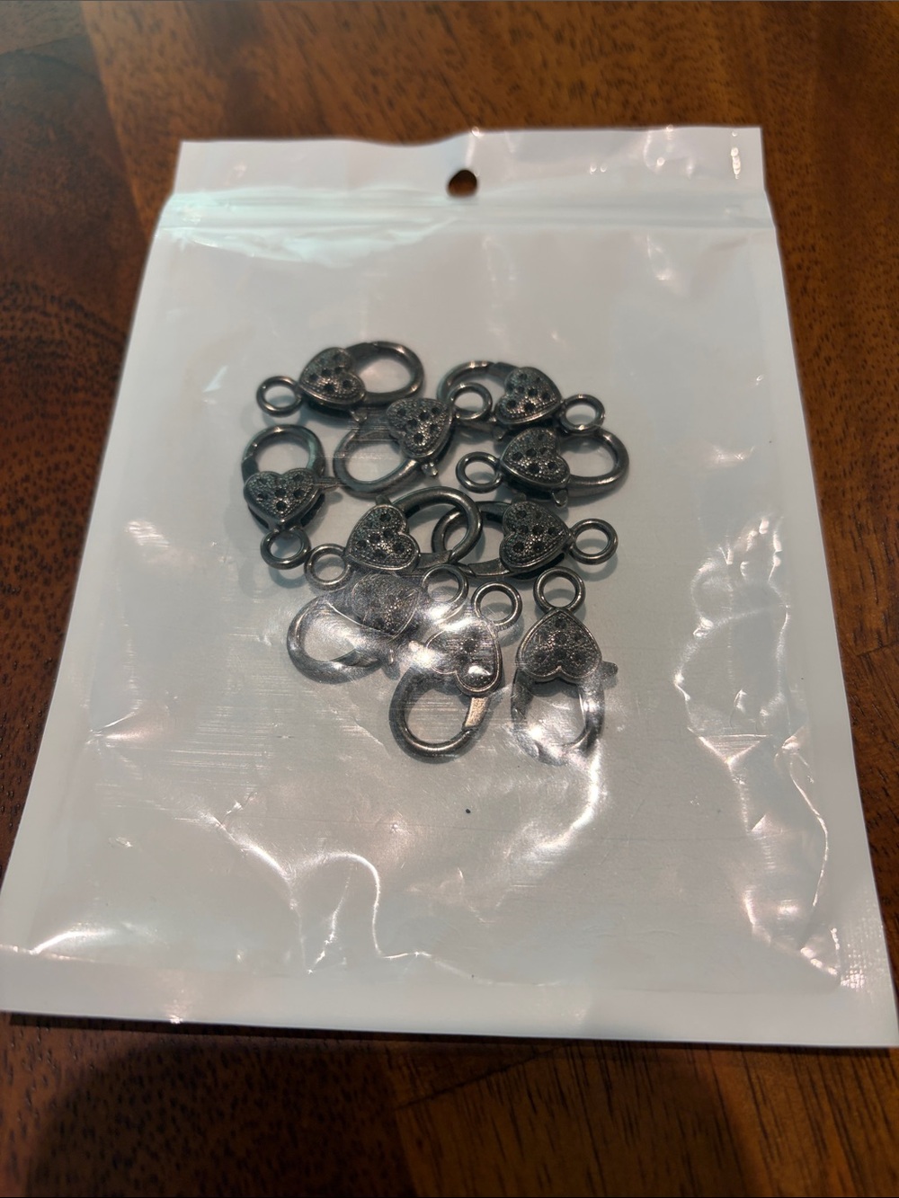 10 pcs Heart-Shaped Lobster Clasp Set in Antique Silver
